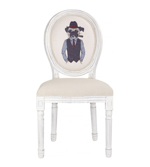 Стул "Собака в шляпе" 48х46х96см, дерево/полиуретан/лён