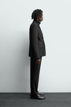 ZARA КОСТЮМНЫЕ БРЮКИ COMFORT СО СКЛАДКАМИ, ЧЕРНЫЙ