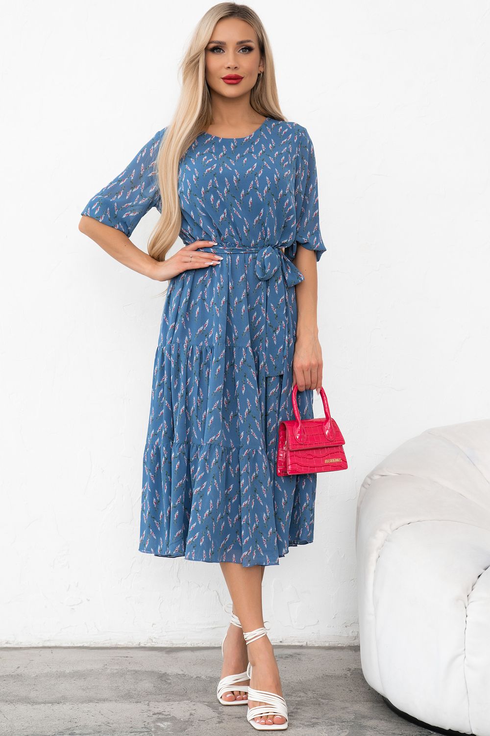 Платье Хелен (голубой/белый) Р11-1075/24 Nikol (Уценка)