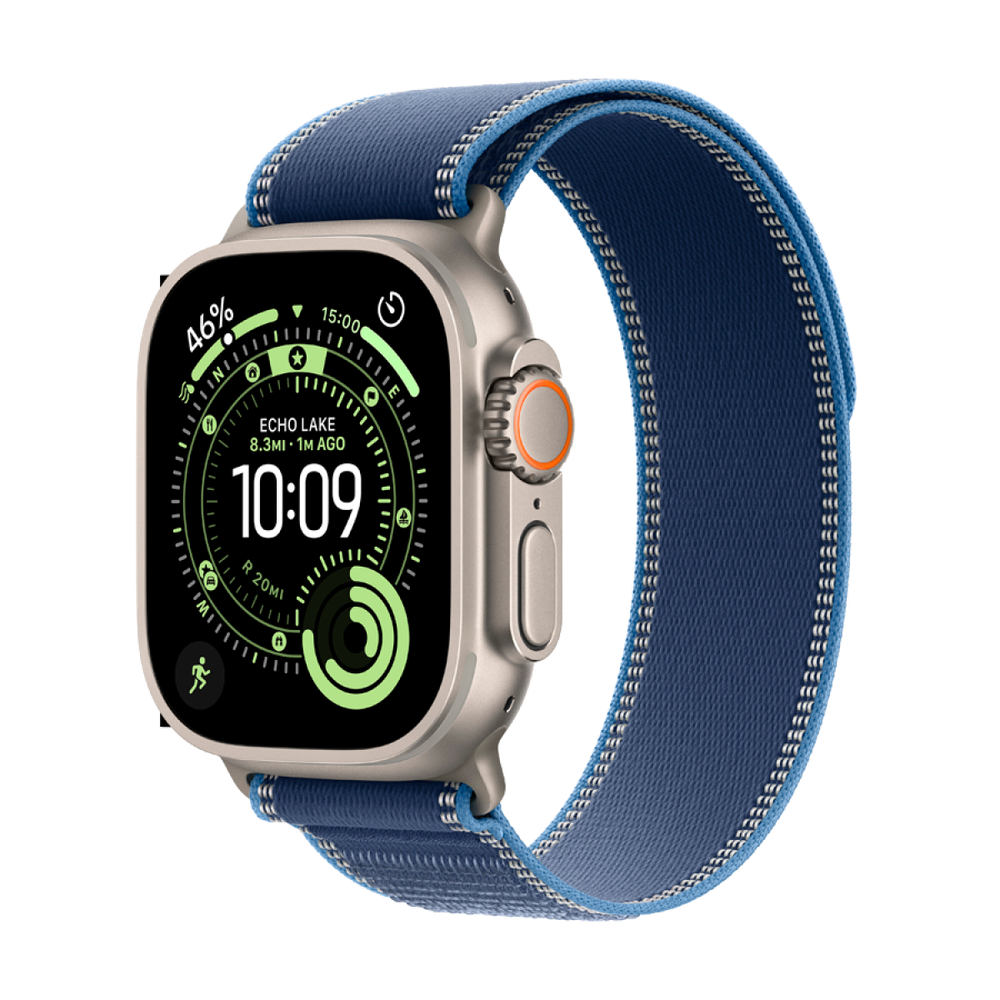 Apple Watch Ultra 3 GPS + Cellular 49mm Natural Titanium Case with Blue/Bright Blue Trail Loop - S/M,Model A3281