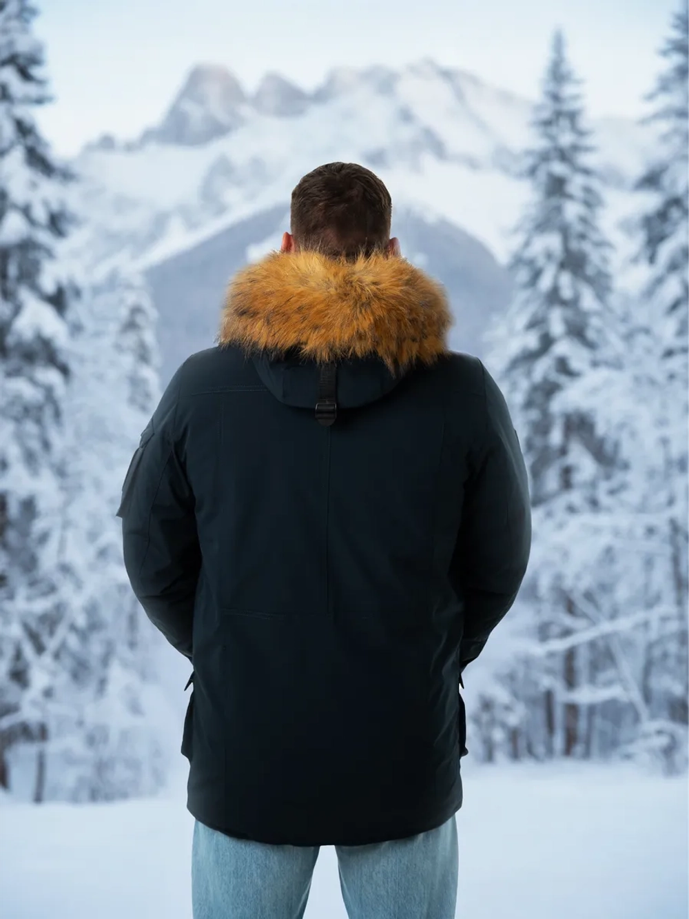 Куртка зимняя удлиненная с капюшоном