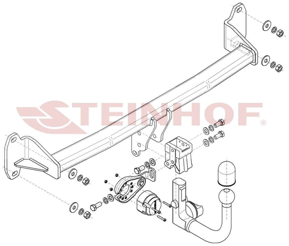 Фаркоп Steinhof M-285 для Mini Cooper Countryman 2WD F60 2017-, Cooper Clubman 2WD F54 2015-(паспорт и сертификат в комплекте)(без электрики)