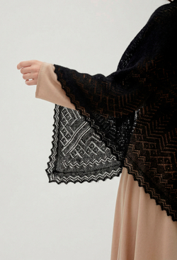 Оренбургский пуховый платок П2-125-07 черный