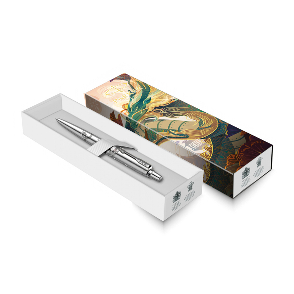Шариковая ручка Parker Jotter Dragon Special Edition, цвет: St. Steel СT, стержень: Mblue в подарочной коробке