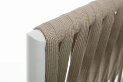 "Касабланка" кресло плетеное из роупа, основание дуб, каркас алюминий светло-серый (RAL7035) муар, роуп серо-коричневый 23мм, ткань бежевая 052