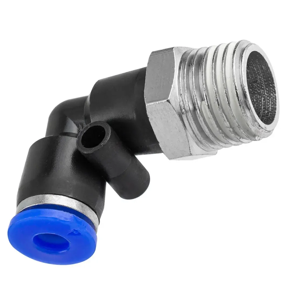 Фитинг угловой для пластиковых трубок 4мм с наружной резьбой 1/4'' Forsage F-SPL04-02