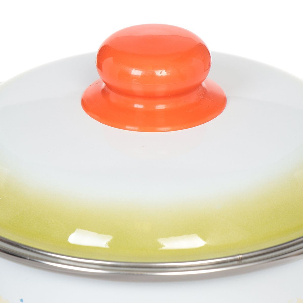 Кастрюля сталь, эмал, 3 л, с крыш, СтальЭмаль, Голландская белоснежная, 7RD181M, индукц