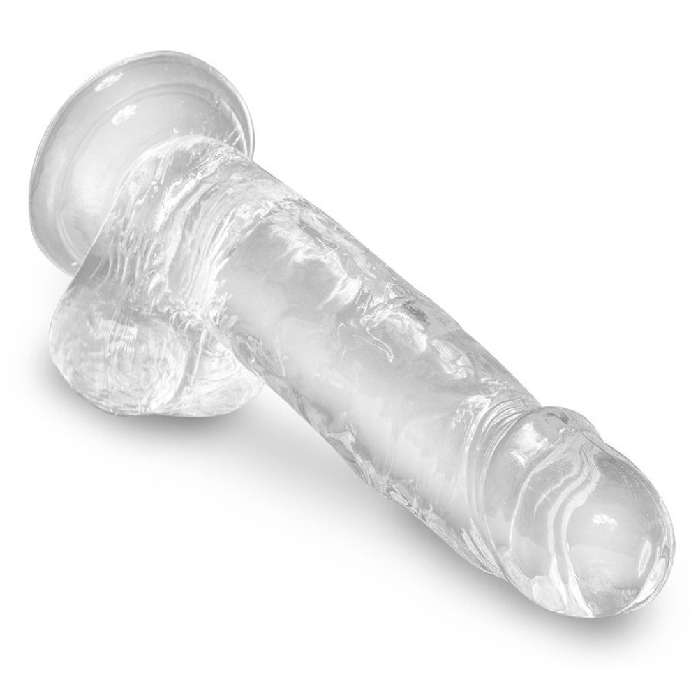 Фаллоимитатор King Cock прозрачный с яичками, 18 см