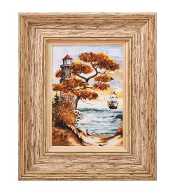 AMB-03/65 Картина «Красота природы» (с янтарной крошкой) H-32см