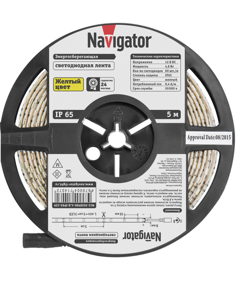 Лента светодиодная Navigator 12V 4,8Вт IP65 бухта 5м жёлтая 28841