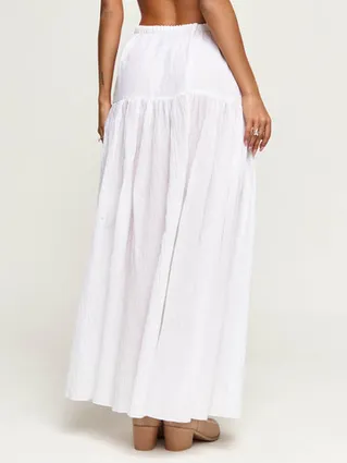 Юбка макси с разрезом из жатого хлопка белого цвета