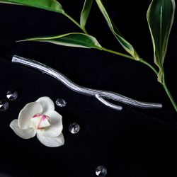 Ручка скоба мебельная Арт Бранч mini правая Античное серебро