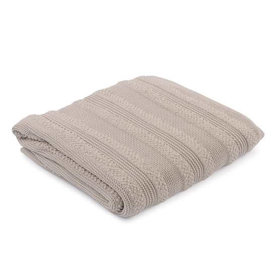 Плед из хлопка с буклированной вязкой светло-серого цвета из коллекции essential, 130х170 см