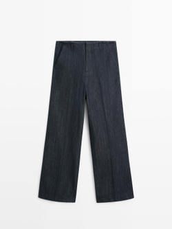 Massimo Dutti Джинсы со средней посадкой и широкими штанинами, темно-синий