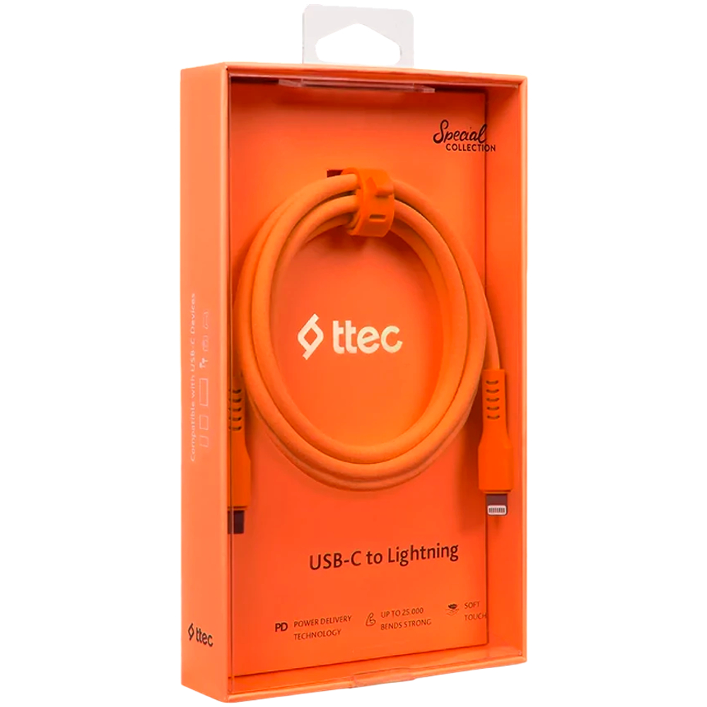 ttec  Type-C - Lightning Charge / Data Cable , 120cm,Neon Orange