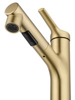 Смеситель для раковины с выдвижным изливом WONZON & WOGHAND, Брашированное золото (WW-A40862-BG)