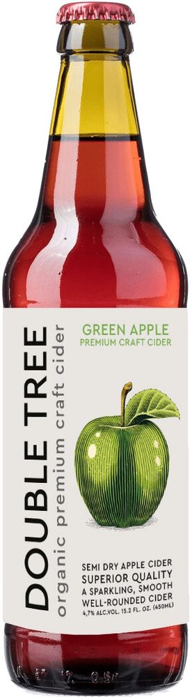 Сидр Дабл Три Зеленое Яблоко Полусухой / Double Tree Green Apple 0.45 - стекло