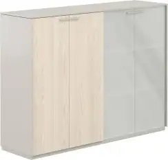NZ-0305+NZ-0335.GS.YN.GLM / Шкаф средний + Шкаф средний со стеклом мат. GLM, обвязка GS, фасады YN / 1624х450х1200, обвязка GS, фасады YN, стекло матовое GLM