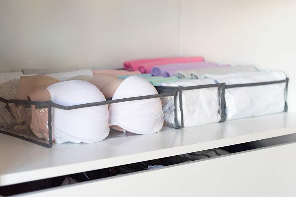 Органайзер прозрачный 40х25х10 см, 8 ячеек, Серый