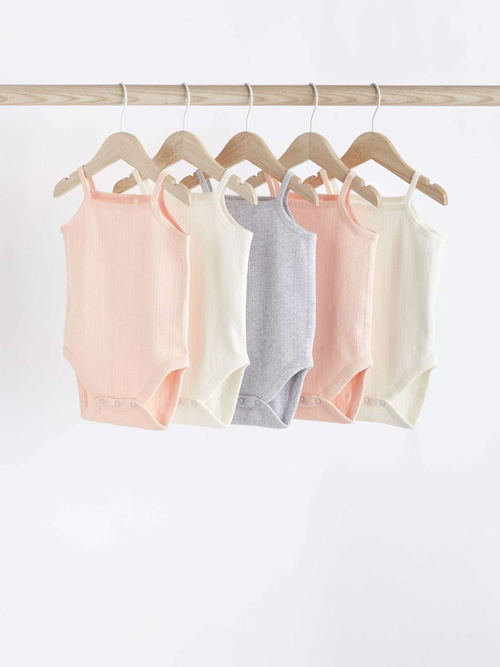 Боди без рукавов для малышей Next N35-575, 5 шт., Бежевый, Розовый