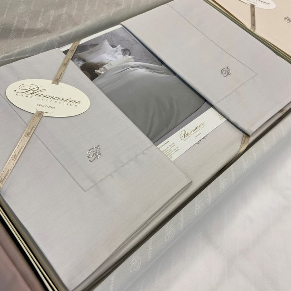 Постельное белье 2 спальное евро Blumarine Lory 51 cristal серое