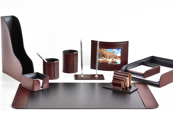 Письменный набор руководителя 10 предметов из кожи FG Bologna Brown/Cuoietto