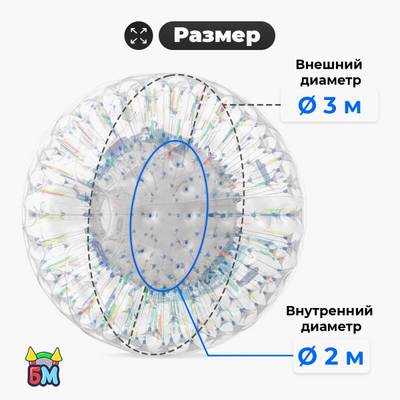 Светящийся зорб "Магический шар" ТПУ, диаметр 3 м