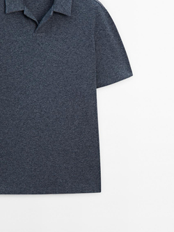 Massimo Dutti Поло из 100% хлопка с деталью из мулине, темно-синий