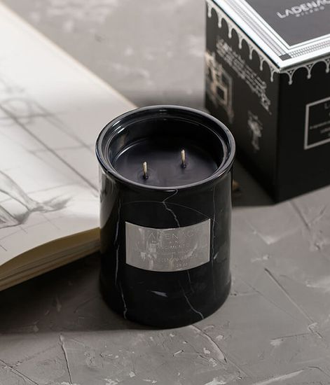 Cuir de Medicis, свеча в мраморе Rinascimento collection, Ladenac Milano