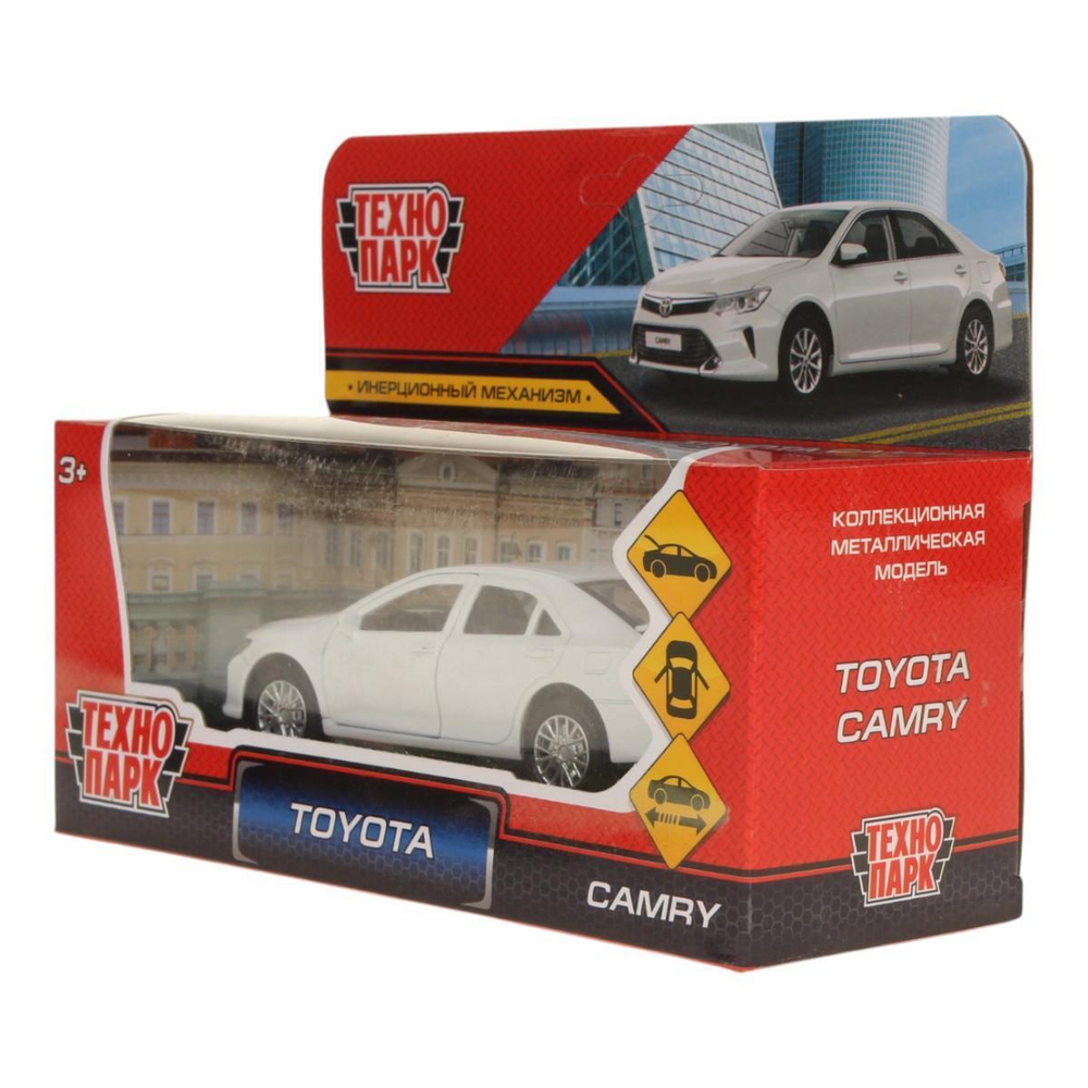 Модель ин. мет. "Toyota Camry" 12см, двери, багажн, белый, коробка CAMRY-WH (Технопарк)