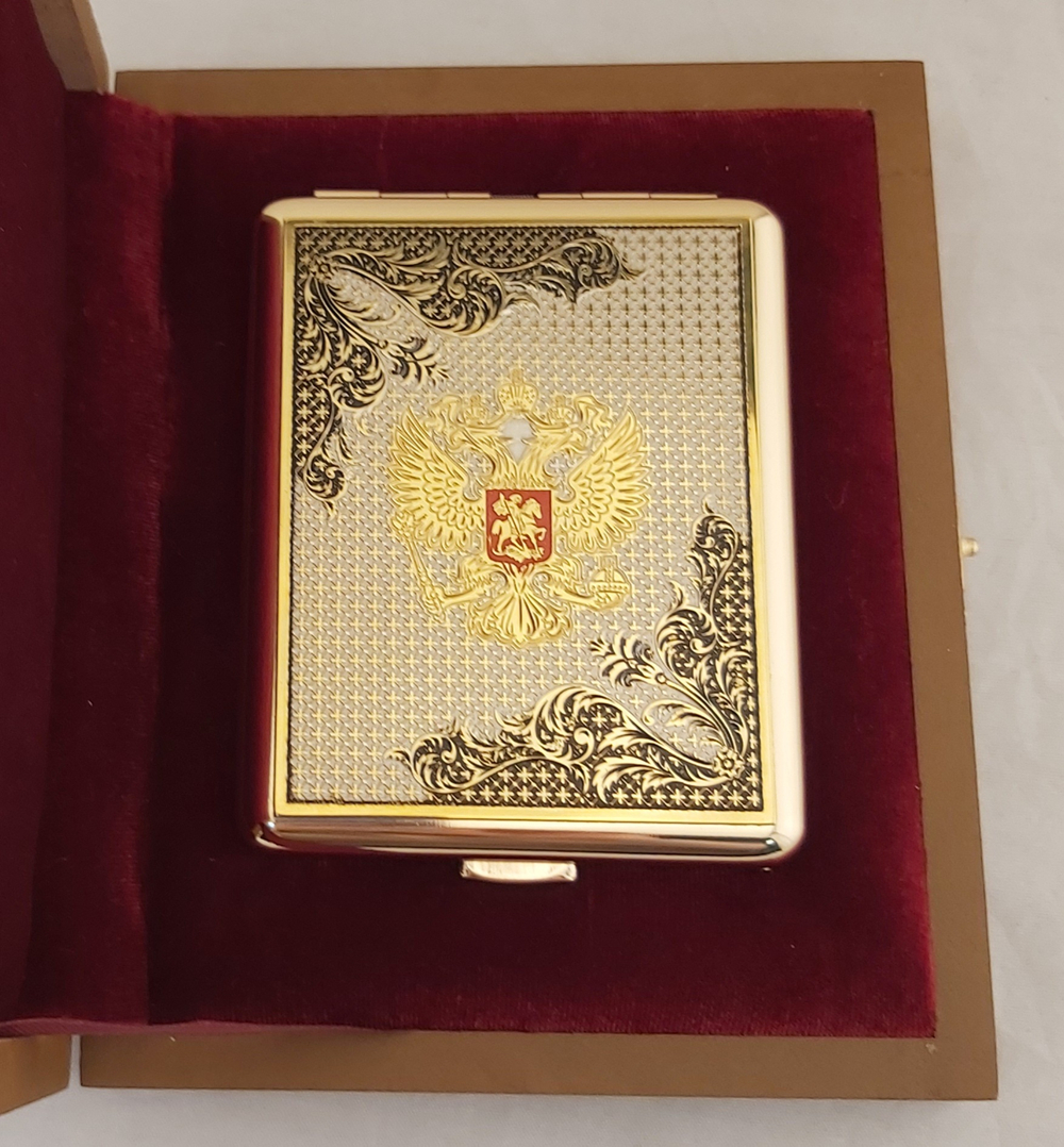 Портсигар "Герб РФ" №2 двусторонний на 20 сигарет