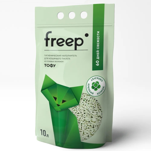 Наполнитель Freep тофу для кошачьего туалета, зеленый чай, 10 л