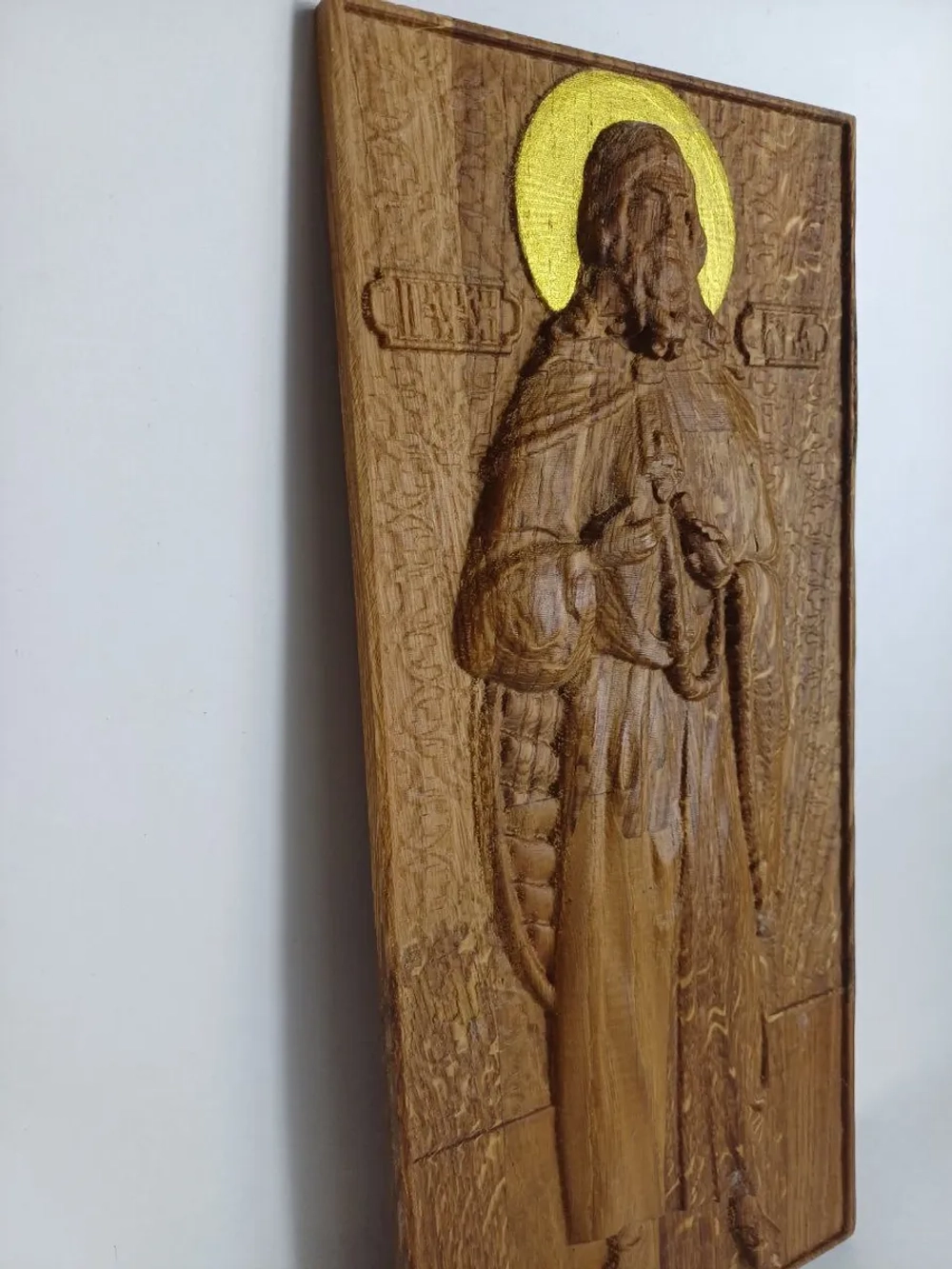 Освященная Икона пророка Илии 14х30.5 см резная из дуба