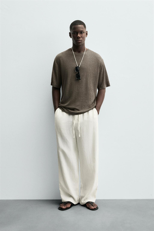 ZARA ФУТБОЛКА ИЗ ВИСКОЗЫ, ШОКОЛАДНЫЙ