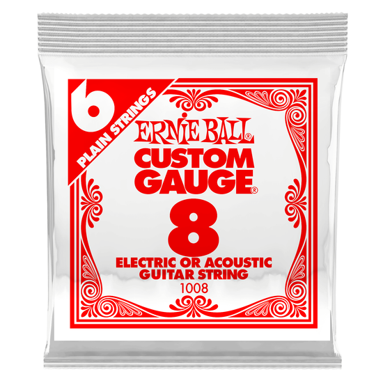 Струна одиночная для акустической и электрогитары ERNIE BALL 1008 Plain Steel .008
