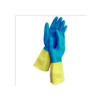 Перчатки резиновые латекс с х/б напыл. LAIMA "БИКОЛОР", сине-желтые, ОСОБО ПРОЧНЫЕ размер М