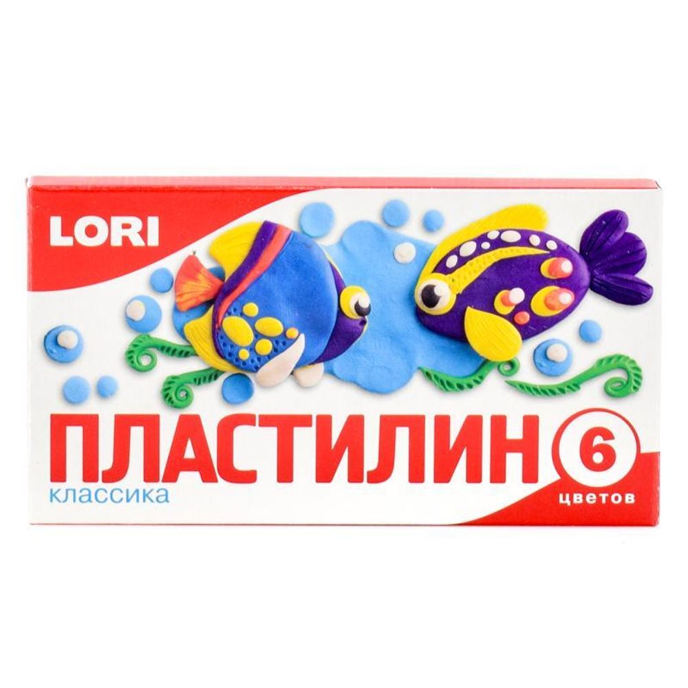 Пластилин &quot;Классика&quot; 6 цветов, 120 гр, со стеком Пл-005 (Lori)