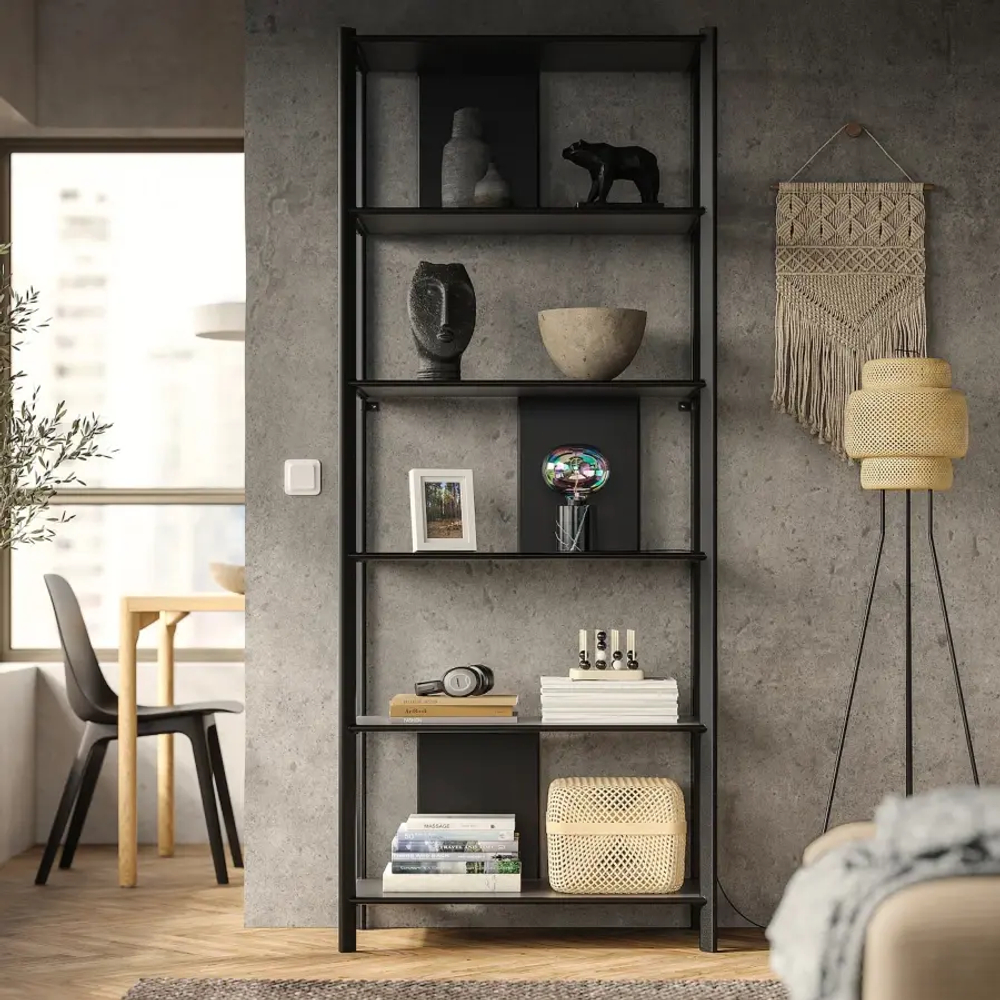 Стеллаж - IKEA JÄTTESTA/JATTESTA, 80х40х195 см, черный, ЙЕТТЕСТА ИКЕА