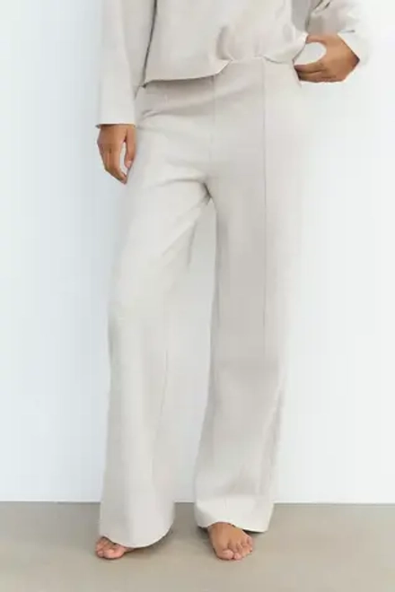 ZARA БРЮКИ ПРЯМОГО КРОЯ ИЗ МЯГКОЙ ТКАНИ, БЕЖЕВЫЙ С МЕЛАНЖЕВЫМ ЭФФЕКТОМ