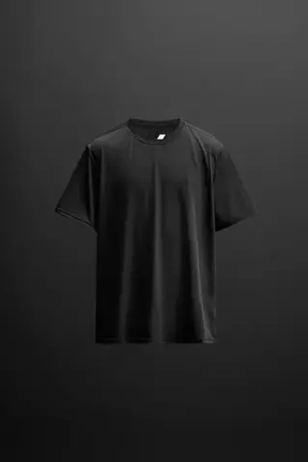 ZARA ФУТБОЛКА ИЗ ВЫСОКОТЕХНОЛОГИЧНОЙ ТКАНИ С ПЕРФОРАЦИЕЙ, ЧЕРНЫЙ
