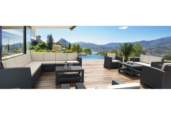 Диван пластиковый плетеный угловой с подушками Monaco Lounge Corner
