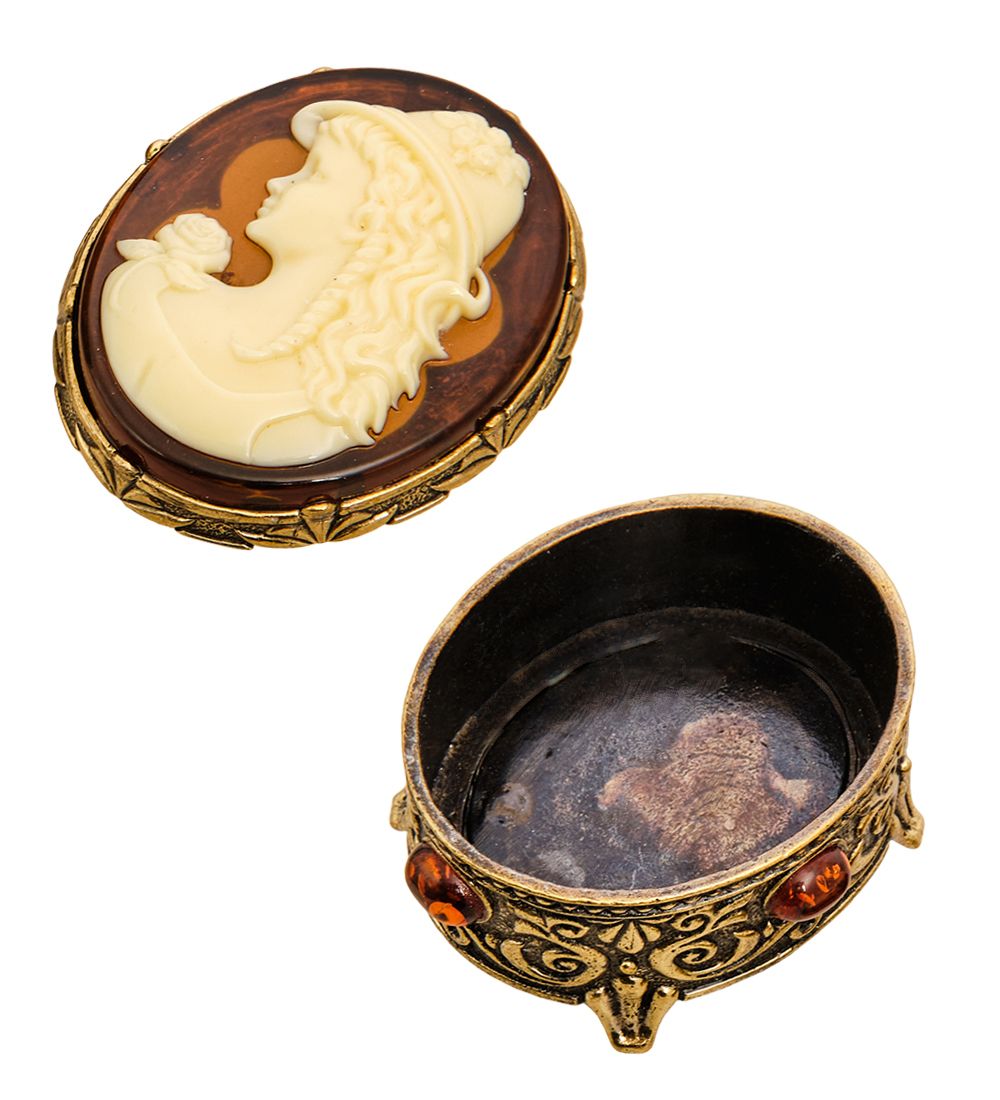 Народные промыслы AM-3264 Шкатулка «Камея Юность» (латунь, янтарь)