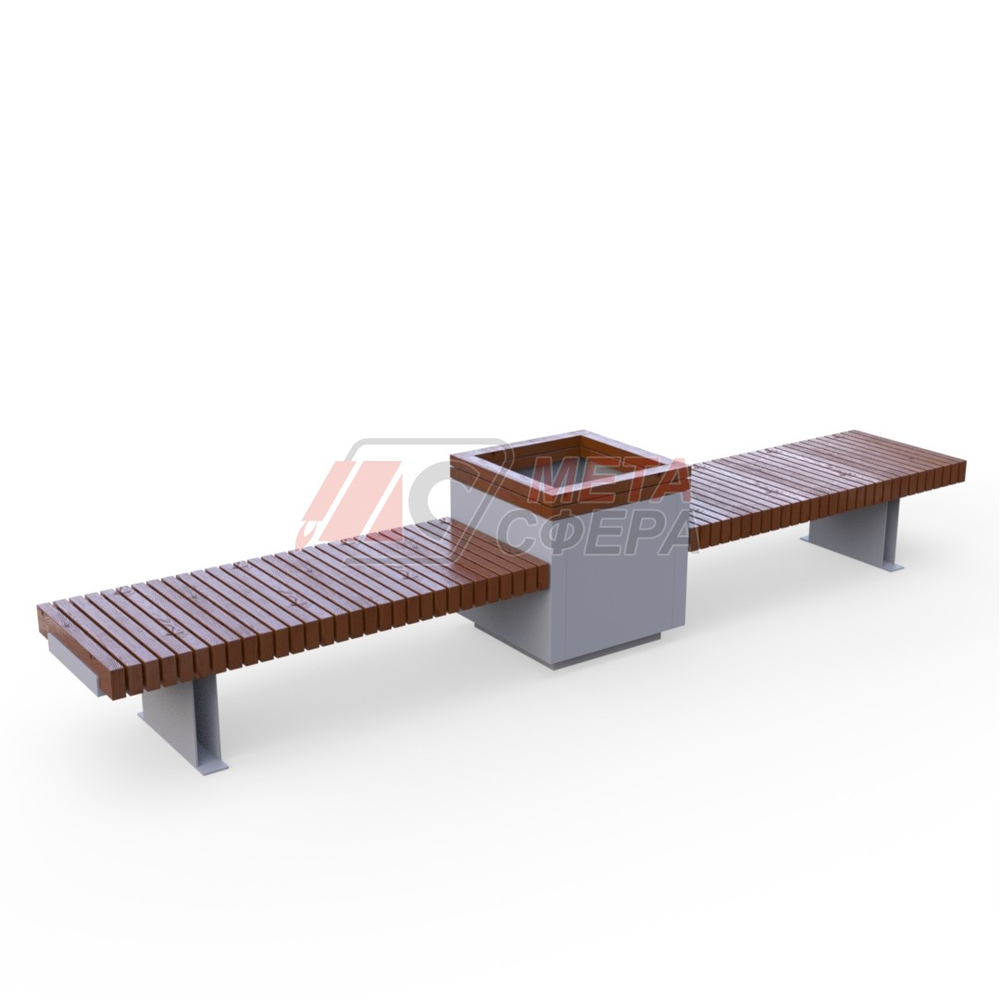 Лавка Rail Road 03 двойная с высоким вазоном