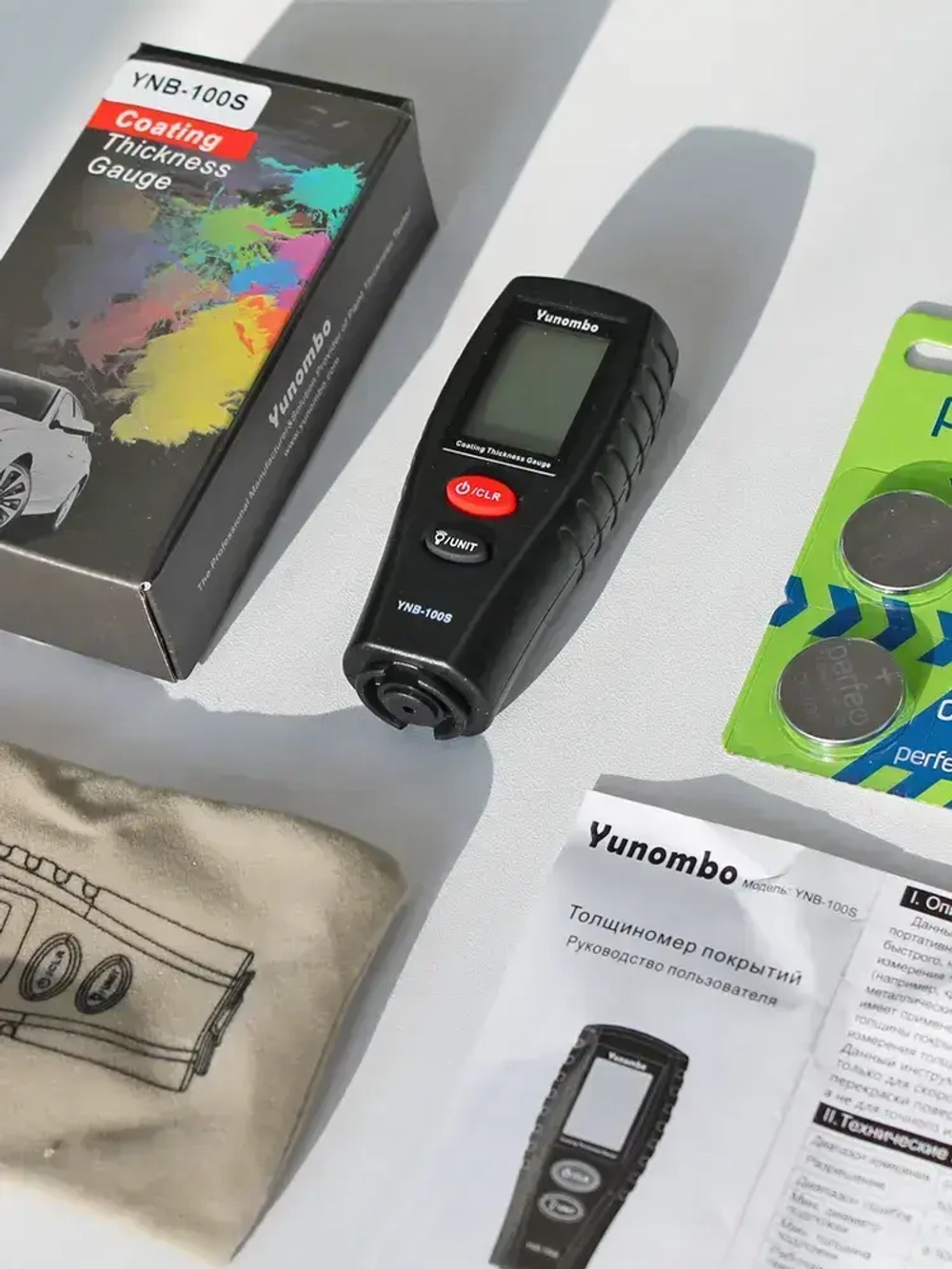 Толщиномер автомобильный лакокрасочного покрытия YNB-100S с чехлом и батарейками