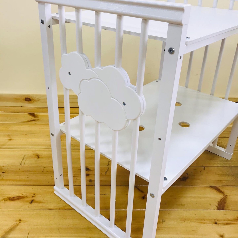 Кровать детская круглая трансформер "Облако" Белый + Маятник