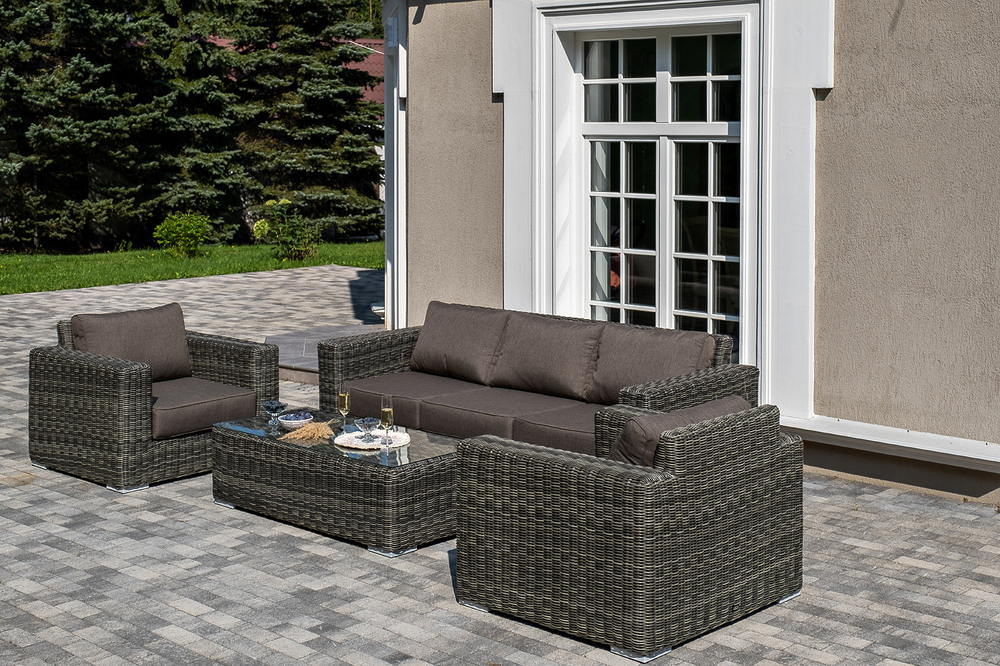 "Боно" лаунж-зона из искусственного ротанга, цвет графит