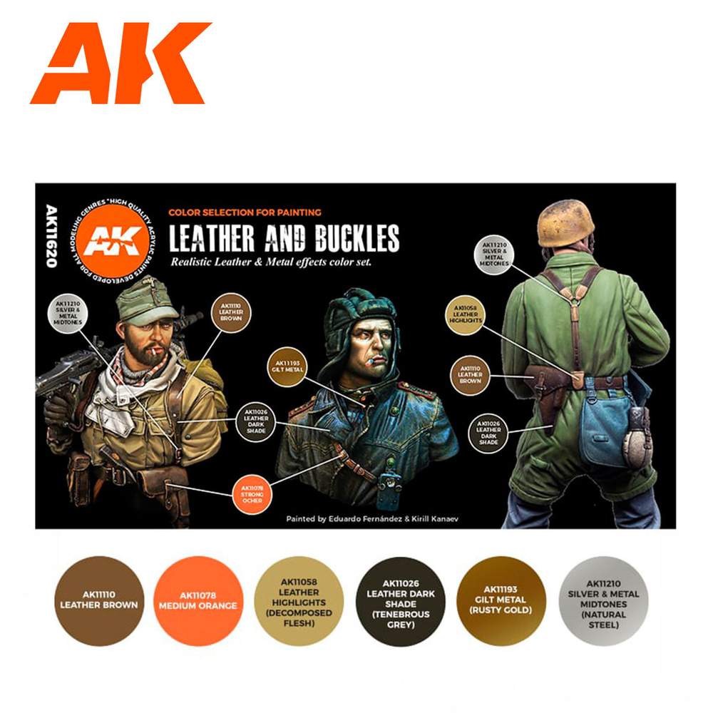 Набор акриловых красок AK Interactive Leather and Buckles (6)