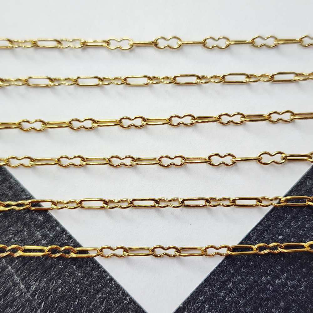 Цепочка, сталь, 2я позолота, р-р 5×2.1 мм, цена за отрезок 50 см