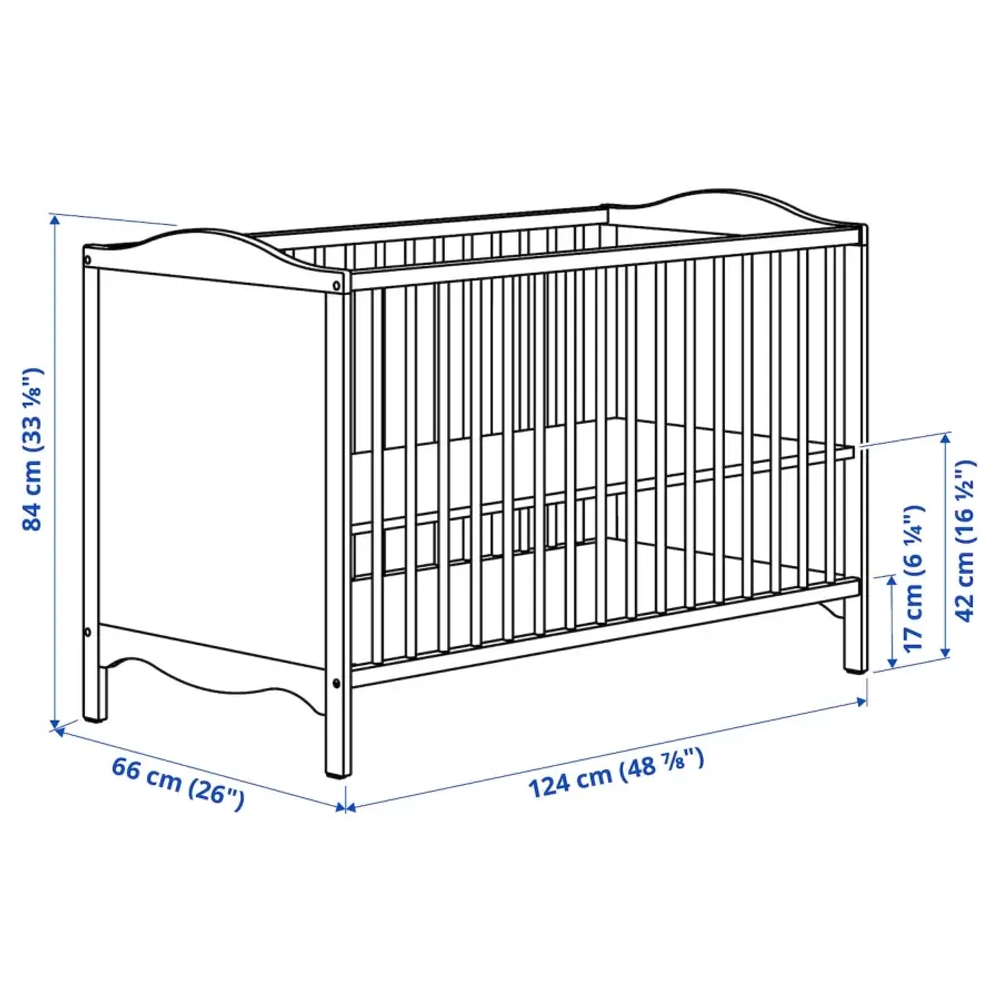 Кровать для новорожденных - IKEA SMÅGÖRA/SMAGORA, 60x120 см, белый, СМОГЁРА ИКЕА