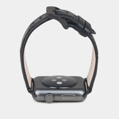 Ремешок для Apple Watch 40/41/42 mm из кожи аллигатора, черного цвета